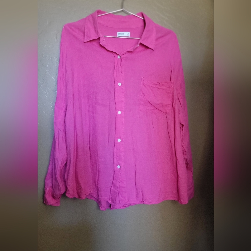 Women’s Sonoma Goods for Life Boyfriend Button-Down Shirt in Gia Magenta